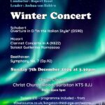 Winter Concert. Schubert Overture in D "in the Italian Style", Mozart Clarinet Concerto, Beethoven Symphony 7.